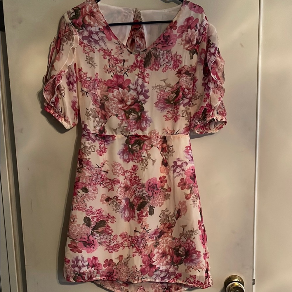 Floral Pink and White Dress